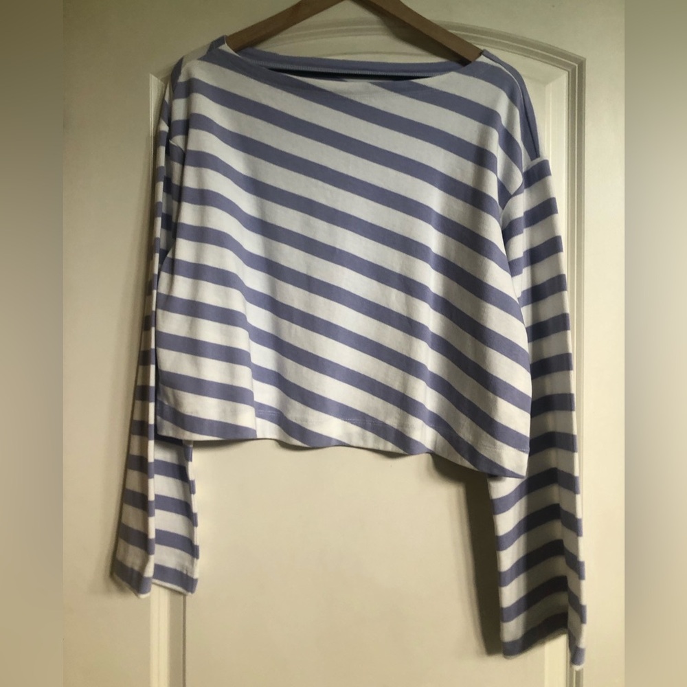 Maeve Anthropology lavender stripe top - medium